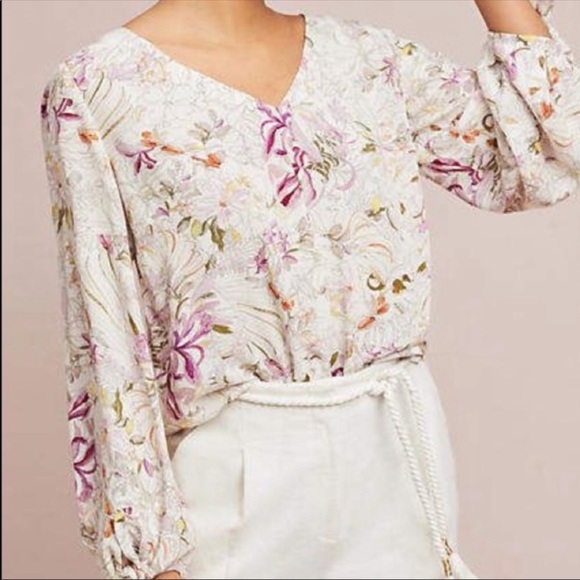 Anthropologie Tops - Maeve Anthropologie Calluna Tie Sleeve Blouse